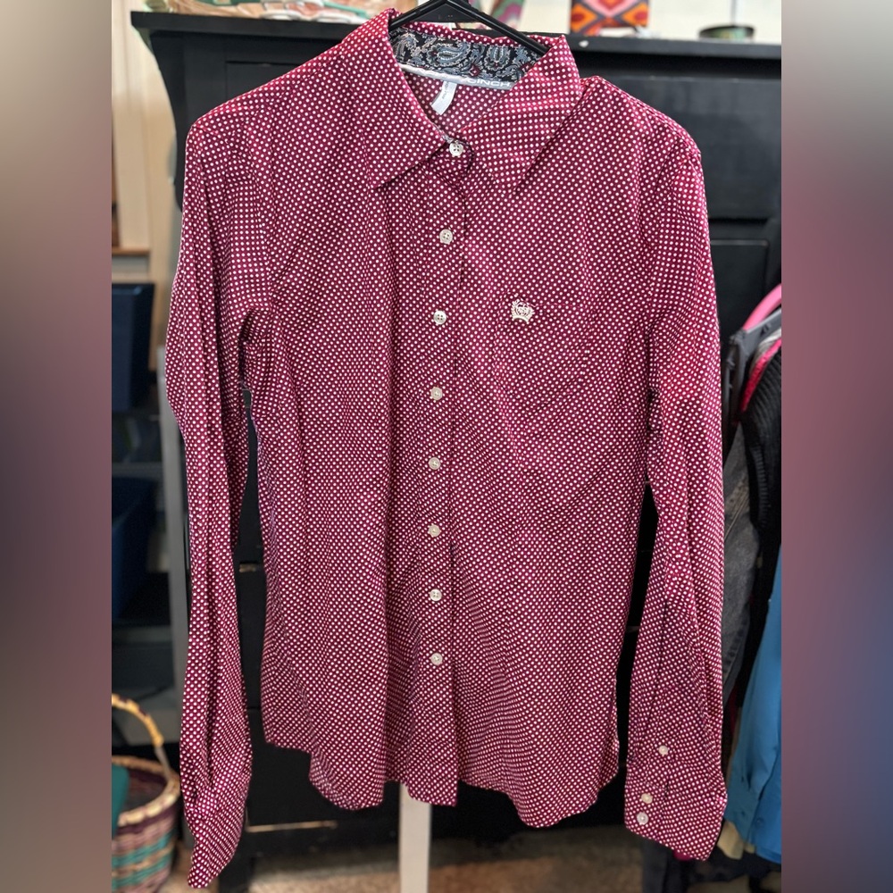 Cinch Men's Burgundy Patterned Button Down Shirt
